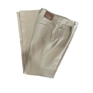 Escada Tan Leather Logo Patch 5 Pocket Jeans EU40Long
